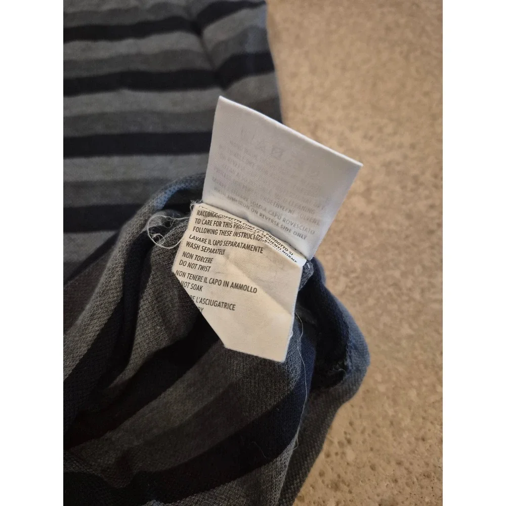 Gucci Men's Gray-Black Striped Polp Shirt - Made In Italy